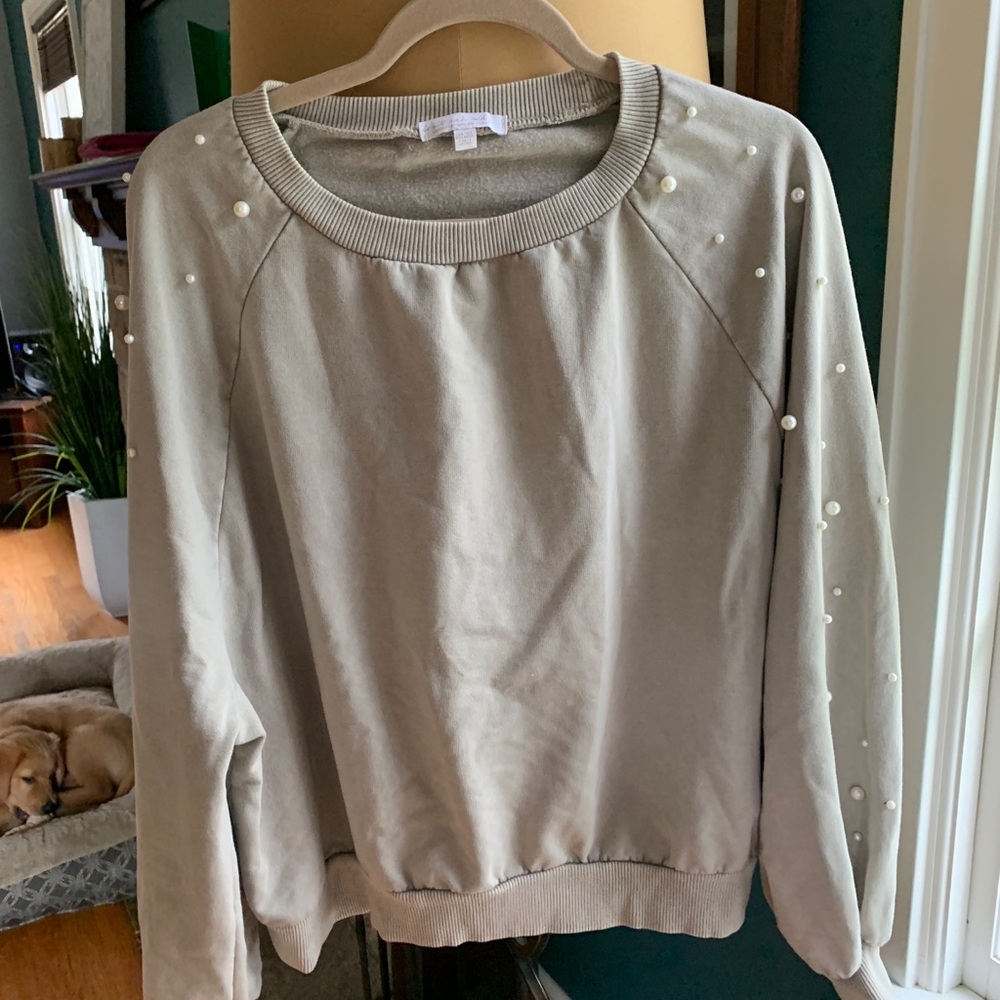 AE Pearl beaded crew neck sweatshirt